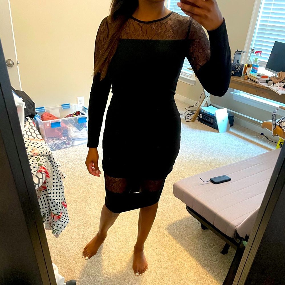 Black Missguided Lace Midi Dress